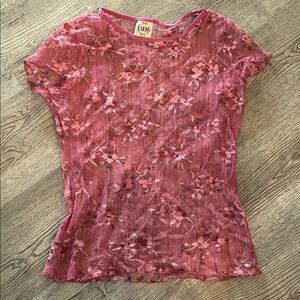 B. Moss Pink Floral Short Sleeve Tee